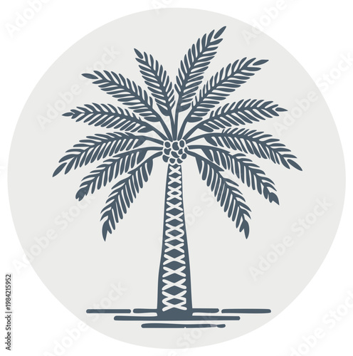 Minimalist stylized palm tree icon illustration tropical oasis symbol design