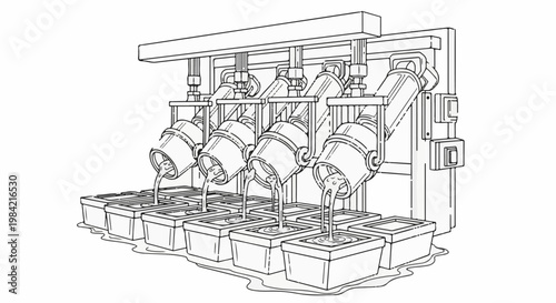 Industrial process molten material poured into molds
