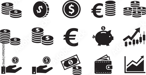 Financial icons and symbols for business concepts