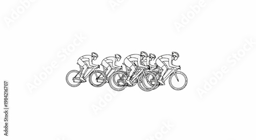 Group of cyclists in a race, dynamic lines and motion