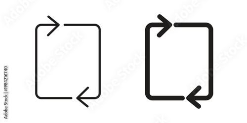 Arrows repeat icon simple black and white line and clip art illustrations