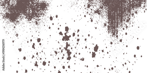 Abstract grungy splatter pattern of brown dots and textures, adding artistic visual element