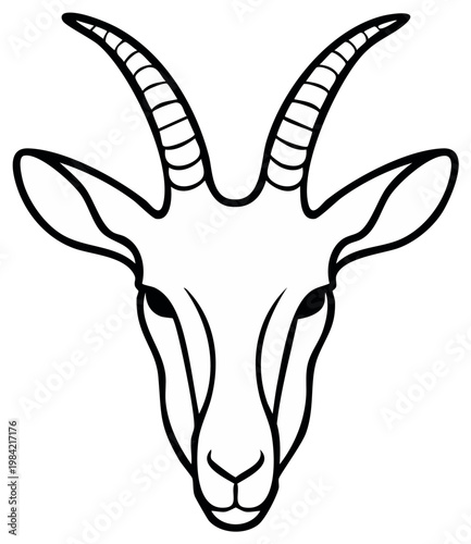 Gazelle Head Simple Outlines Elegant Horns Animal Silhouette