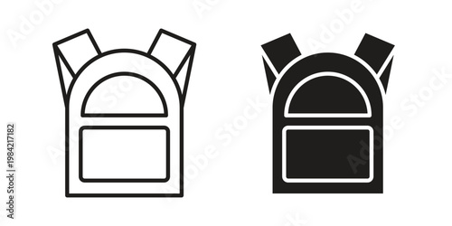 Backpack icon simple black and white line and clip art illustrations