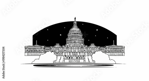 Iconic government building under a starry night sky