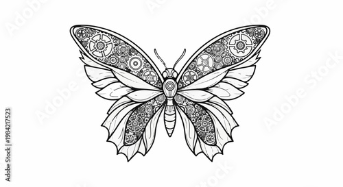 Intricate steampunk butterfly with detailed mechanical wings and ornate body