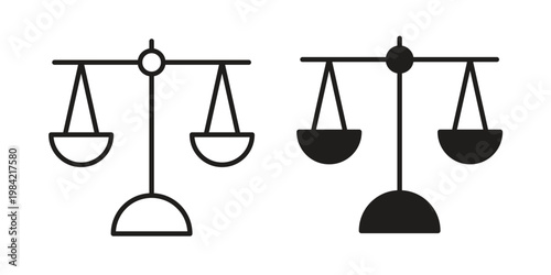 Balance icon simple black and white line and clip art illustrations