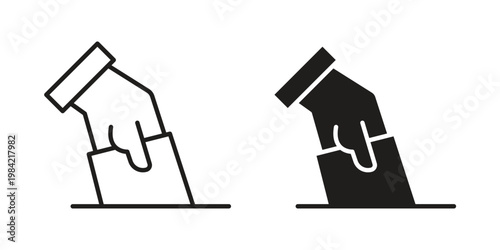 Ballot icon simple black and white line and clip art illustrations