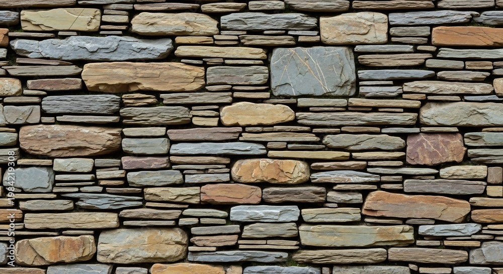 Fototapeta premium Natural Stone Wall Texture Background with Earthy Tones.