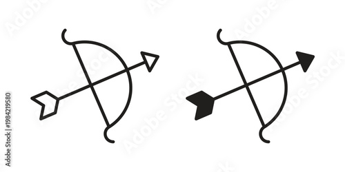 Bow arrow icon simple black and white line and clip art illustrations