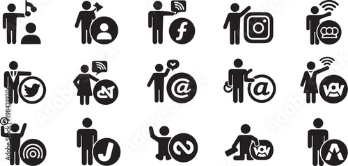 Social Media Icons and People Communication Symbols