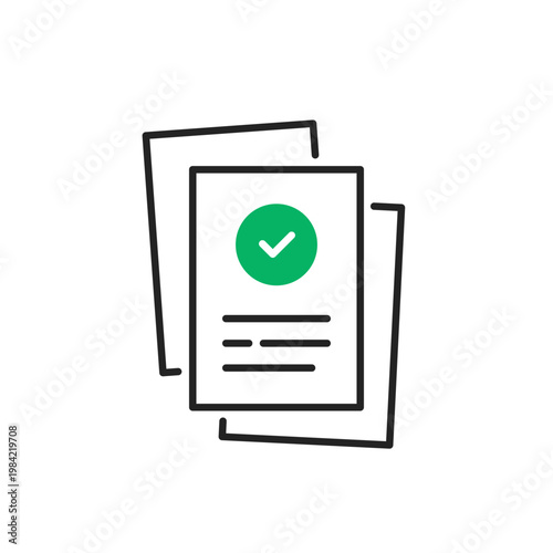 thin line confirmation or approved contract icon
