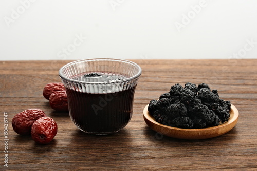 Red dates, dried mulberries, and mulberry tea