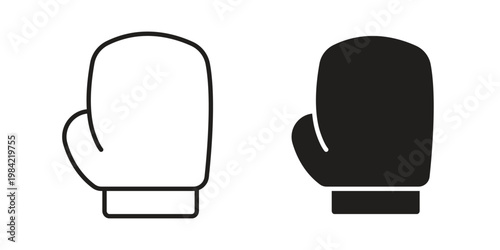 Boxing glove icon simple black and white line and clip art illustrations