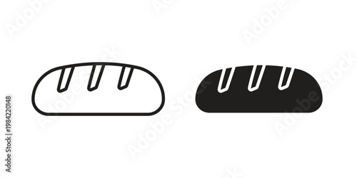 Bread icon simple black and white line and clip art illustrations