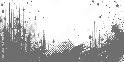 Abstract design: a striking monochrome abstract backdrop with textured splatters and subtle gradients for versatile use. 