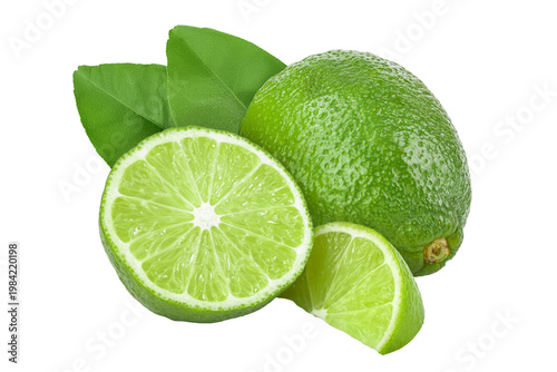 lime with half isolated on white background closeup