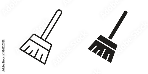 Broom icon simple black and white line and clip art illustrations