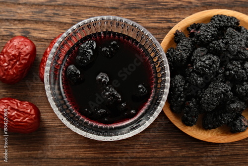 Red dates, dried mulberries, and mulberry tea