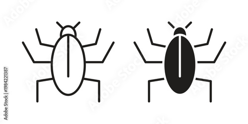 Bug icon simple black and white line and clip art illustrations