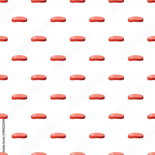 Cartoon style raw meat slices forming a repeating pattern on a white background