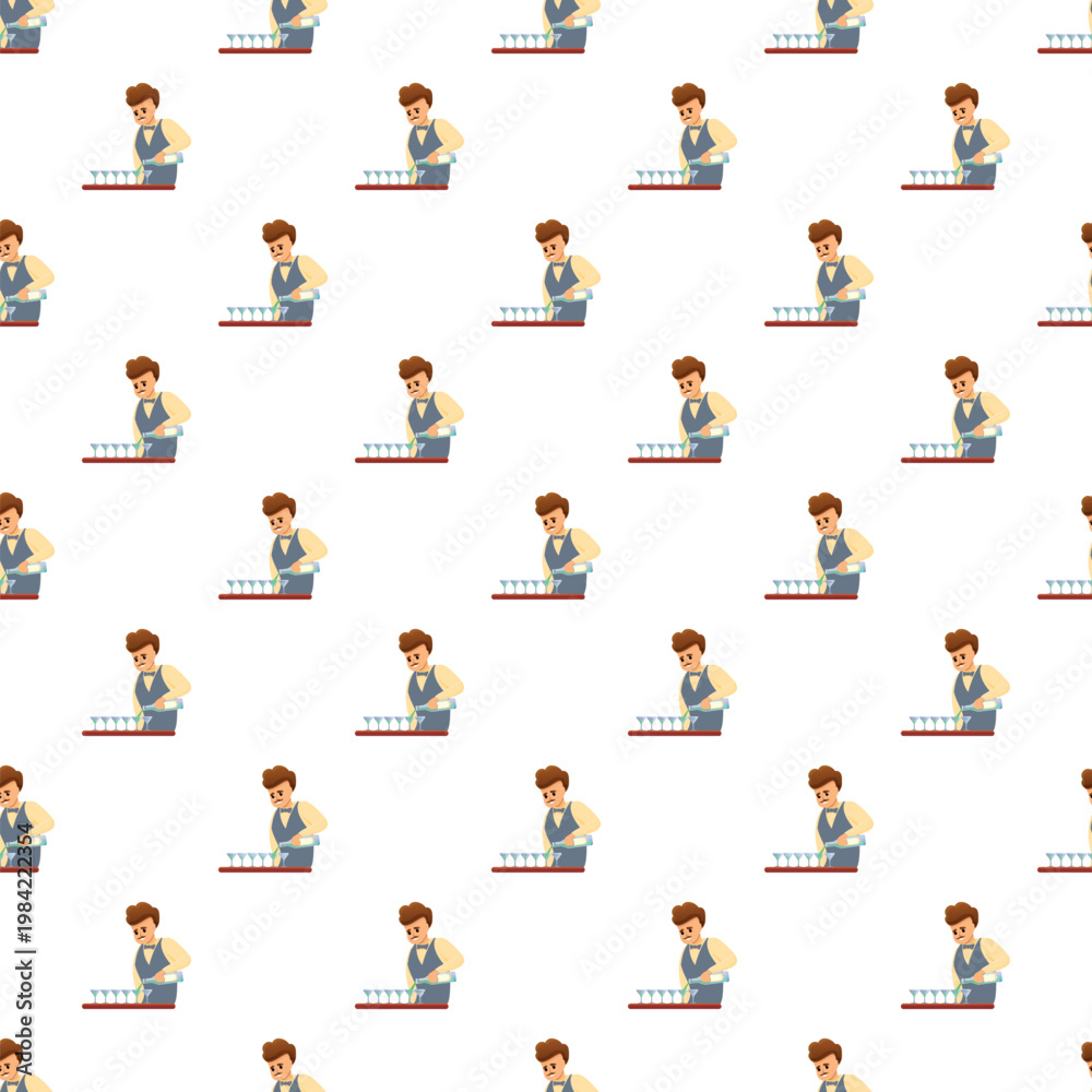 Fototapeta premium Bartender character continuously pouring cocktails into glasses, creating a repeat pattern