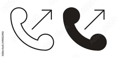 Call outgoing icon simple black and white line and clip art illustrations