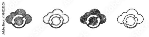 Sketch cloud backup icon design set