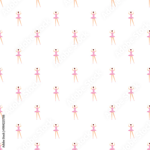 Ballerina figures wearing pink tutu dresses creating a seamless pattern