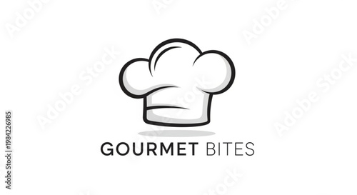 Gourmet bites logo with chef's hat on white background culinary brand symbol