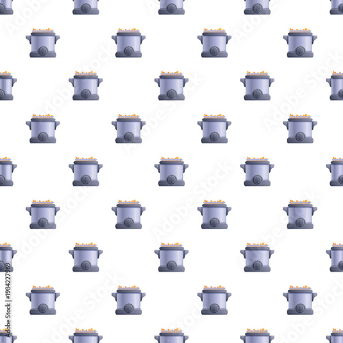 Deep fat fryers filling a seamless repeating pattern on a white background