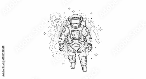 Lone astronaut floats in cosmic dust and stardust