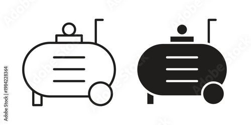 Compressor icon simple black and white line and clip art illustrations