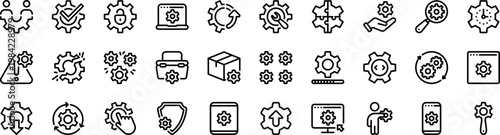 30 Technical Settings Maintenance and Software Update Line Outline Icons Pack for UI UX