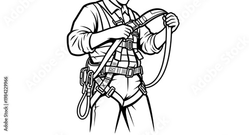 Man wearing a safety harness for fall protection.