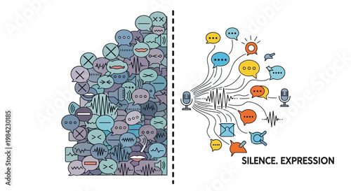 Press freedom day, Communication icons, social media symbols, expression graphics, emoticon illustrations