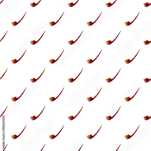 Smoking pipes arranged in a seamless repeat pattern on a clear white background