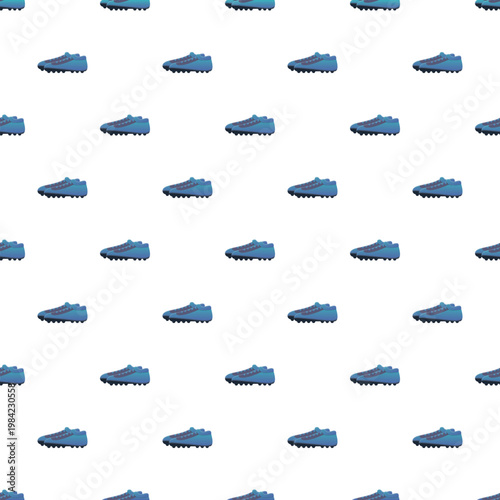 Many blue football boots are arranged in a seamless repeating pattern on a white background