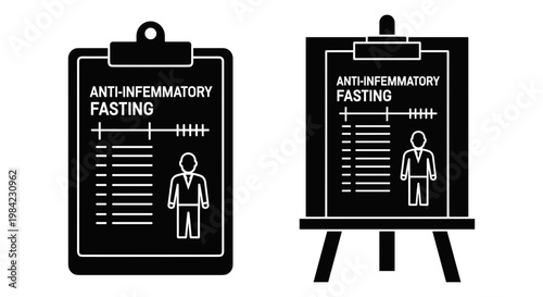 Comparison of anti-inflammatory fasting methods illustrated on chalkboards Vector, illustration
