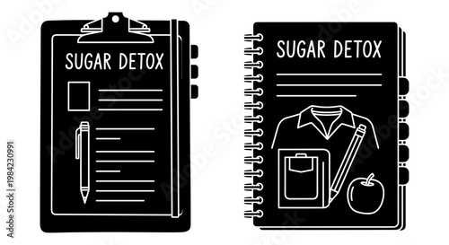 Visual representation of planning and preparing for a sugar detox journey Vector, illustration