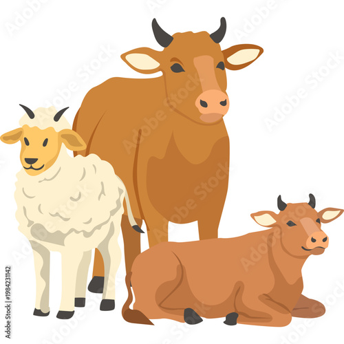 Illustration of Sacrificial Animals for Eid al-Adha