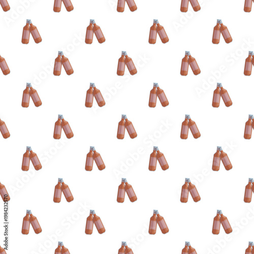 Pairs of beer bottles clinking together forming a seamless beverage pattern