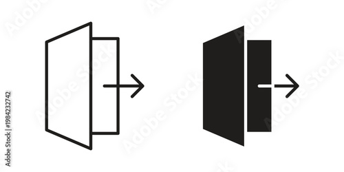 Exit icon simple black and white line and clip art illustrations