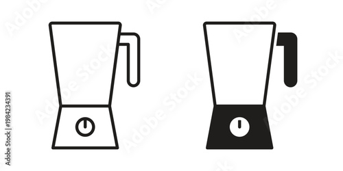 Food processor icon simple black and white line and clip art illustrations