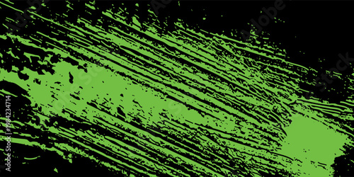 Abstract green and black grunge vector background. Dynamic design with distressed diagonal lines, halftone dots, and splatter textures, creating an energetic and edgy modern effect.Art