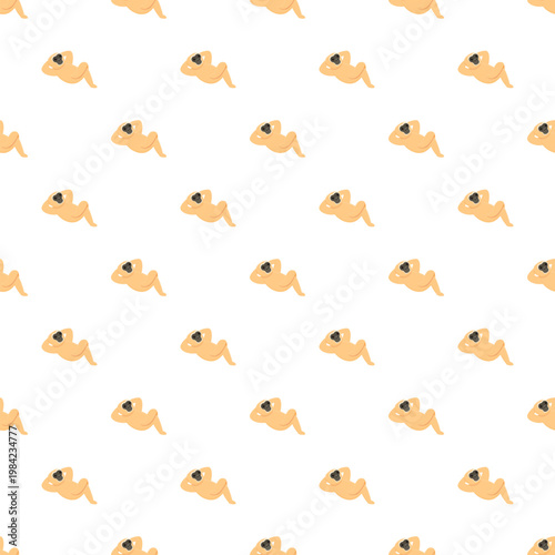 Repeating cute cartoon gibbon character creating a decorative surface pattern