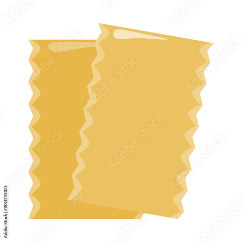 Italian Lasagne Sheet Pasta Illustration on White Background
