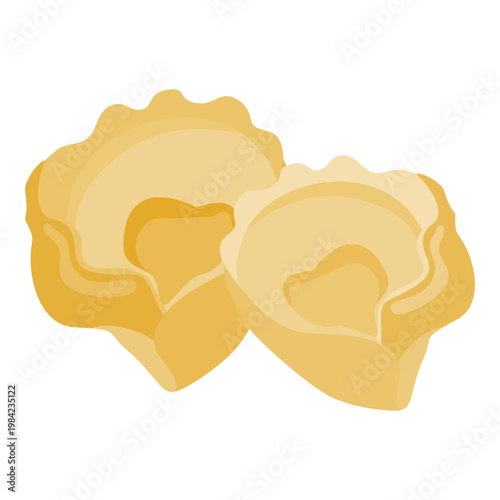 Italian Tortellini Stuffed Pasta Illustration on White Background