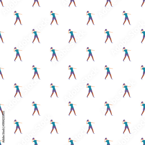 Javelin thrower athlete repeating illustration creating a tiled sportswear pattern