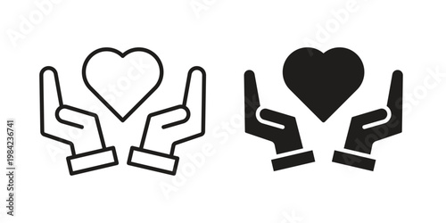 Heart Health icon simple black and white line and clip art illustrations